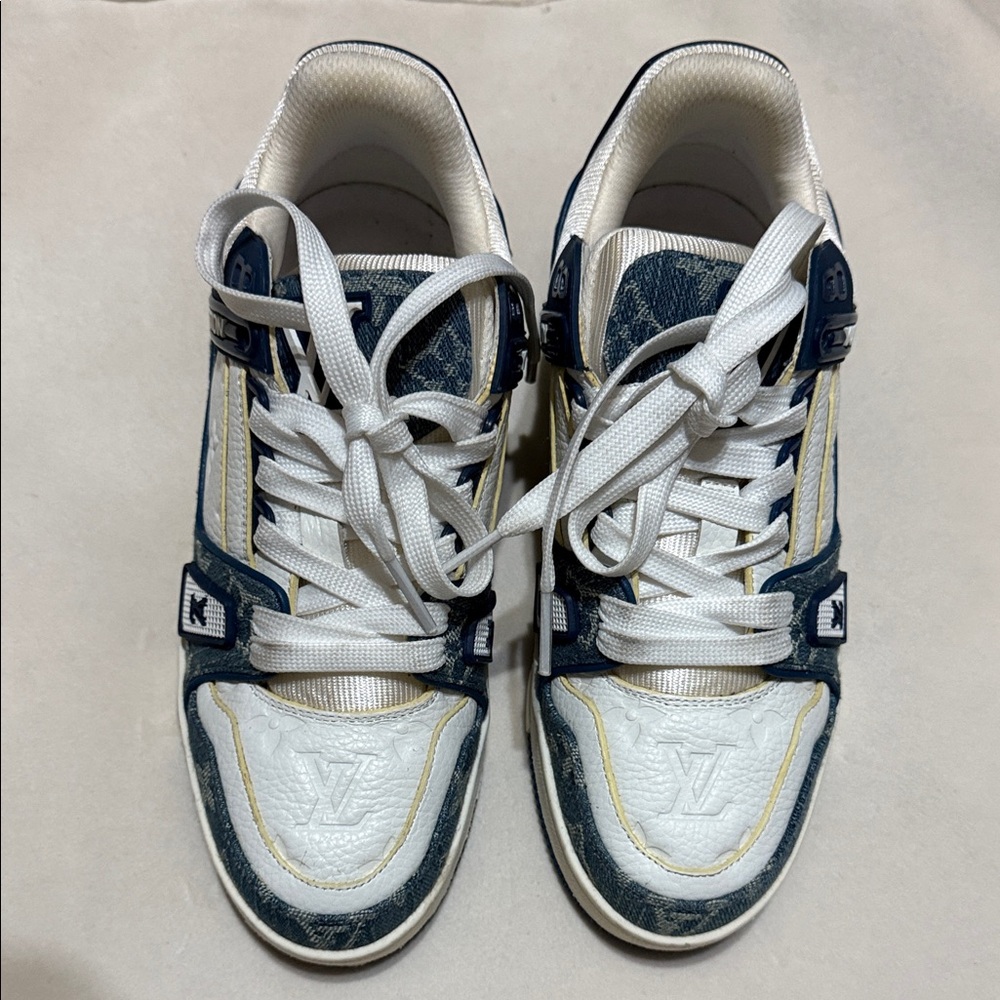 Louis Vuitton Denim and White Sneakers